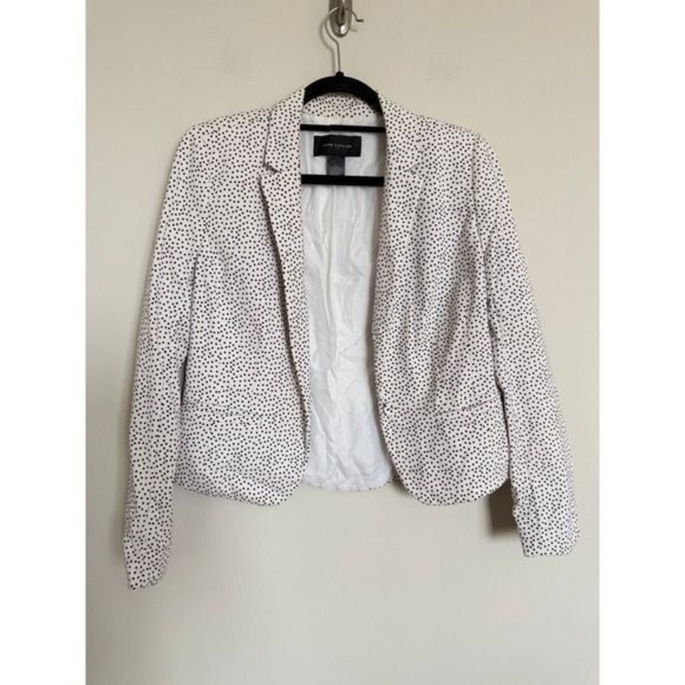 Ann Taylor White Black Polka Dot Blazer Jacket Career Office - Size Medium - Picture 3 of 10